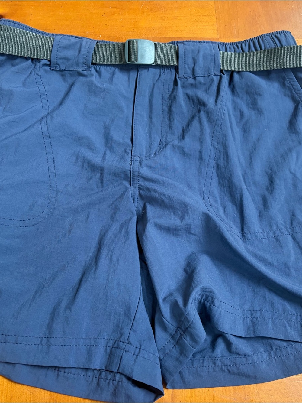 Columbia Navy Athletic Shorts with Built-In Belt